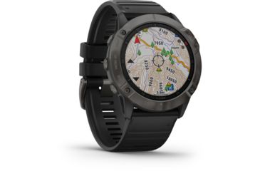 Image of Garmin Fenix 6X Sapphire Multisport GPS Smartwatch, Carbon Gray DLC w/Black Band, 010-02157-10