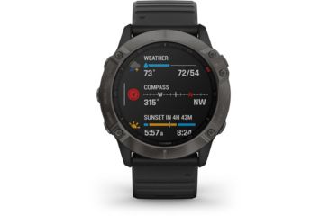 Image of Garmin Fenix 6X Sapphire Multisport GPS Smartwatch, Carbon Gray DLC w/Black Band, 010-02157-10
