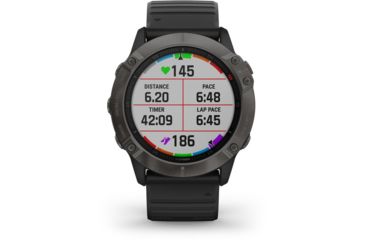 Image of Garmin Fenix 6X Sapphire Multisport GPS Smartwatch, Carbon Gray DLC w/Black Band, 010-02157-10