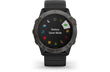 Image of Garmin Fenix 6X Sapphire Multisport GPS Smartwatch, Carbon Gray DLC w/Black Band, 010-02157-10