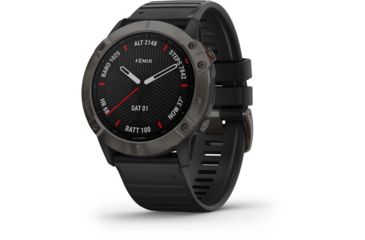 Image of Garmin Fenix 6X Sapphire Multisport GPS Smartwatch, Carbon Gray DLC w/Black Band, 010-02157-10
