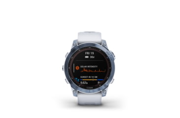 Image of Garmin Fenix 7 Sapphire Solar Watch, Mineral Blue DLC Titanium Case, Whitestone Band, 010-02540-24