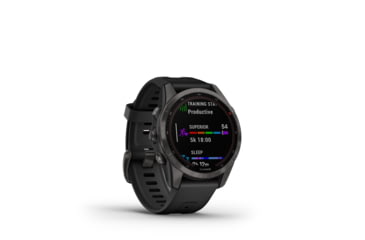 Image of Garmin Fenix 7S Sapphire Solar Watch, Carbon Gray DLC Titanium Case, Black Band, 010-02539-24