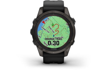 Image of Garmin Fenix 7X ProSapphire Solar Edition Titanium with Fog Gray/Ember Orange Band Watch, 010-02778-14