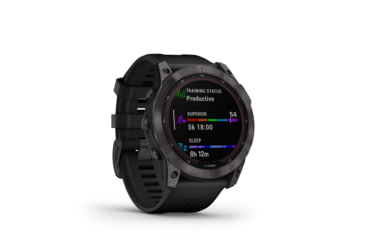 Image of Garmin Fenix 7X Sapphire Solar Watch, Carbon Gray DLC Titanium Case, Black Band, 010-02541-10