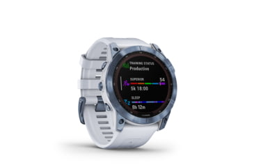 Image of Garmin Fenix 7X Sapphire Solar Watch, Mineral Blue DLC Titanium Case, Whitestone Band, 010-02541-14