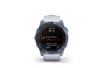 Image of Garmin Fenix 7X Sapphire Solar Watch, Mineral Blue DLC Titanium Case, Whitestone Band, 010-02541-14