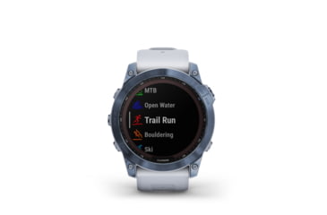 Image of Garmin Fenix 7X Sapphire Solar Watch, Mineral Blue DLC Titanium Case, Whitestone Band, 010-02541-14