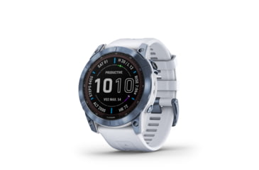 Image of Garmin Fenix 7X Sapphire Solar Watch, Mineral Blue DLC Titanium Case, Whitestone Band, 010-02541-14