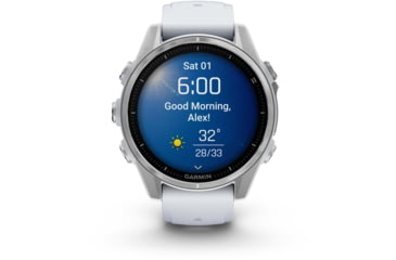 Image of Garmin fenix 8 AMOLED 43mm GPS Watch, Silver with Whitestone Silicone Band, 010-02903-00