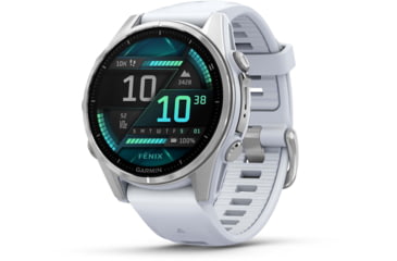 Image of Garmin fenix 8 AMOLED 43mm GPS Watch, Silver with Whitestone Silicone Band, 010-02903-00
