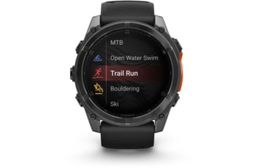 Image of Garmin fenix 8 AMOLED 51mm GPS Watch, Slate Gray with Black Silicone Band, 010-02905-00