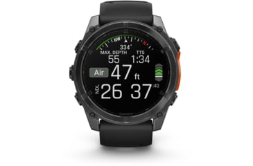 Image of Garmin fenix 8 AMOLED 51mm GPS Watch, Slate Gray with Black Silicone Band, 010-02905-00