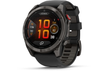 Image of Garmin Fenix 8 Pro Unisex Watches, 51mm Case Diameter, Titanium Bezel, Black/Pebble Gray Silicone Band, 010-03199-00