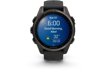 Image of Garmin fenix 8 AMOLED 43mm GPS Watch, Sapphire, Carbon Gray DLC Titanium with Black/Pebble Gray Silicone, 010-02903-20