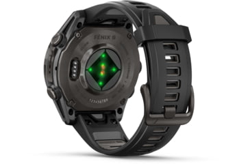 Image of Garmin fenix 8 AMOLED 43mm GPS Watch, Sapphire, Carbon Gray DLC Titanium with Black/Pebble Gray Silicone, 010-02903-20