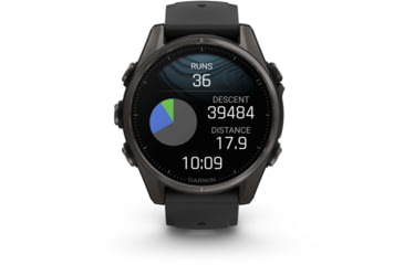 Image of Garmin fenix 8 AMOLED 43mm GPS Watch, Sapphire, Carbon Gray DLC Titanium with Black/Pebble Gray Silicone, 010-02903-20