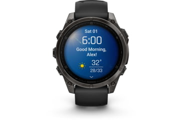 Image of Garmin fenix 8 AMOLED 47mm GPS Watch, Sapphire, Carbon Gray DLC Titanium with Black/Pebble Gray Silicone, 010-02904-20
