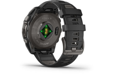 Image of Garmin fenix 8 AMOLED 47mm GPS Watch, Sapphire, Carbon Gray DLC Titanium with Black/Pebble Gray Silicone, 010-02904-20