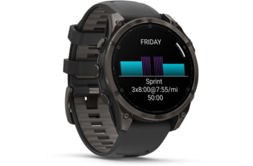 Image of Garmin fenix 8 AMOLED 47mm GPS Watch, Sapphire, Carbon Gray DLC Titanium with Black/Pebble Gray Silicone, 010-02904-20