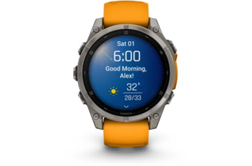Image of Garmin fenix 8 AMOLED 47mm GPS Watch, Sapphire, Titanium with Spark Orange/Graphite Silicone Band, 010-02904-10