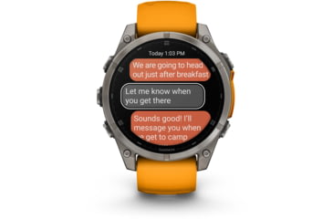 Image of Garmin fenix 8 AMOLED 47mm GPS Watch, Sapphire, Titanium with Spark Orange/Graphite Silicone Band, 010-02904-10