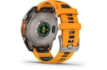 Image of Garmin fenix 8 AMOLED 47mm GPS Watch, Sapphire, Titanium with Spark Orange/Graphite Silicone Band, 010-02904-10