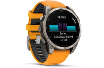 Image of Garmin fenix 8 AMOLED 47mm GPS Watch, Sapphire, Titanium with Spark Orange/Graphite Silicone Band, 010-02904-10