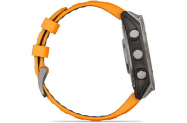 Image of Garmin fenix 8 AMOLED 47mm GPS Watch, Sapphire, Titanium with Spark Orange/Graphite Silicone Band, 010-02904-10