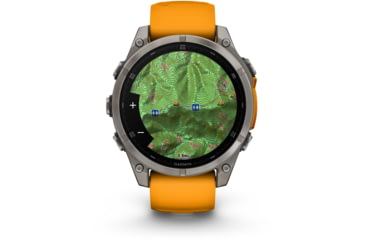 Image of Garmin fenix 8 AMOLED 47mm GPS Watch, Sapphire, Titanium with Spark Orange/Graphite Silicone Band, 010-02904-10