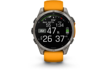 Image of Garmin fenix 8 AMOLED 47mm GPS Watch, Sapphire, Titanium with Spark Orange/Graphite Silicone Band, 010-02904-10