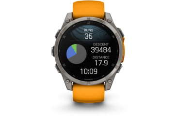 Image of Garmin fenix 8 AMOLED 47mm GPS Watch, Sapphire, Titanium with Spark Orange/Graphite Silicone Band, 010-02904-10