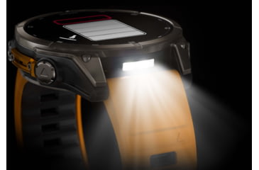 Image of Garmin fenix 8 AMOLED 47mm GPS Watch, Sapphire, Titanium with Spark Orange/Graphite Silicone Band, 010-02904-10