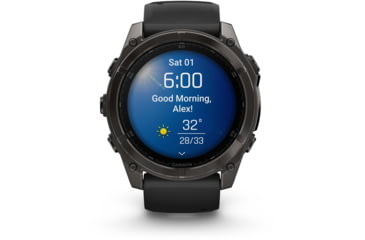 Image of Garmin fenix 8 AMOLED 51mm GPS Watch, Sapphire, Carbon Gray DLC Titanium with Black/Pebble Gray Silicone, 010-02905-20