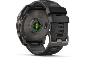 Image of Garmin fenix 8 AMOLED 51mm GPS Watch, Sapphire, Carbon Gray DLC Titanium with Black/Pebble Gray Silicone, 010-02905-20