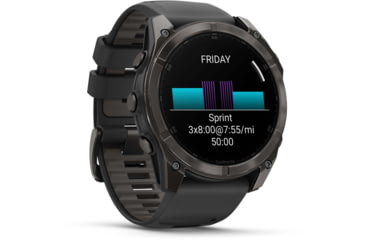 Image of Garmin fenix 8 AMOLED 51mm GPS Watch, Sapphire, Carbon Gray DLC Titanium with Black/Pebble Gray Silicone, 010-02905-20