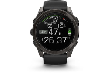 Image of Garmin fenix 8 AMOLED 51mm GPS Watch, Sapphire, Carbon Gray DLC Titanium with Black/Pebble Gray Silicone, 010-02905-20