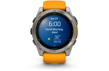 Image of Garmin fenix 8 AMOLED 51mm GPS Watch, Sapphire, Titanium with Spark Orange/Graphite Silicone Band, 010-02905-10