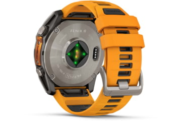 Image of Garmin fenix 8 AMOLED 51mm GPS Watch, Sapphire, Titanium with Spark Orange/Graphite Silicone Band, 010-02905-10