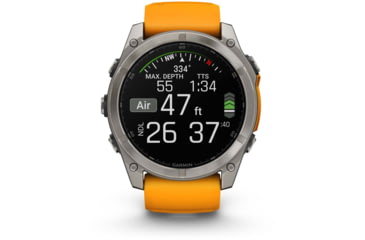 Image of Garmin fenix 8 AMOLED 51mm GPS Watch, Sapphire, Titanium with Spark Orange/Graphite Silicone Band, 010-02905-10