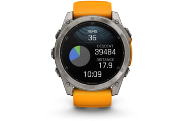 Image of Garmin fenix 8 AMOLED 51mm GPS Watch, Sapphire, Titanium with Spark Orange/Graphite Silicone Band, 010-02905-10