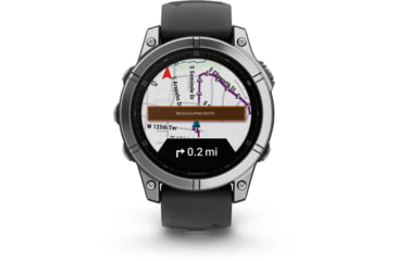 Image of Garmin fenix E AMOLED 47mm GPS Watch, Stainless Steel with Black Silicone Band, 010-03025-02