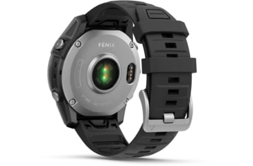 Image of Garmin fenix E AMOLED 47mm GPS Watch, Stainless Steel with Black Silicone Band, 010-03025-02