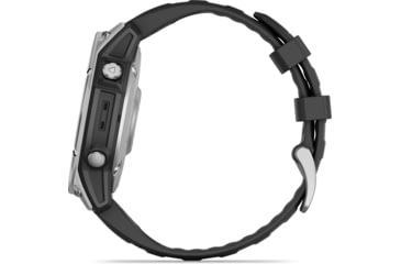 Image of Garmin fenix E AMOLED 47mm GPS Watch, Stainless Steel with Black Silicone Band, 010-03025-02