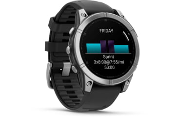 Image of Garmin fenix E AMOLED 47mm GPS Watch, Stainless Steel with Black Silicone Band, 010-03025-02