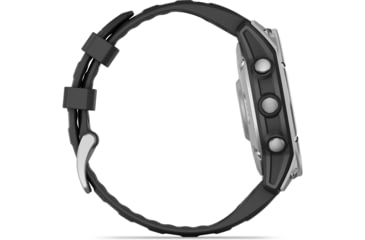 Image of Garmin fenix E AMOLED 47mm GPS Watch, Stainless Steel with Black Silicone Band, 010-03025-02