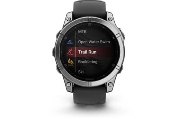 Image of Garmin fenix E AMOLED 47mm GPS Watch, Stainless Steel with Black Silicone Band, 010-03025-02