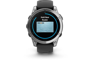 Image of Garmin fenix E AMOLED 47mm GPS Watch, Stainless Steel with Black Silicone Band, 010-03025-02