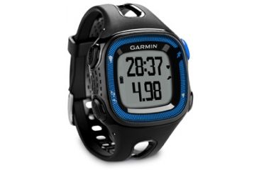 Image of Garmin Forerunner 15 GPS Running Watch, Black and Blue, Large, Charging/Data Clip, Manual 010-01241-00