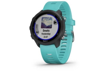 Image of Garmin Forerunner 245 Music Running Watch, Black/Aqua, 010-02120-22